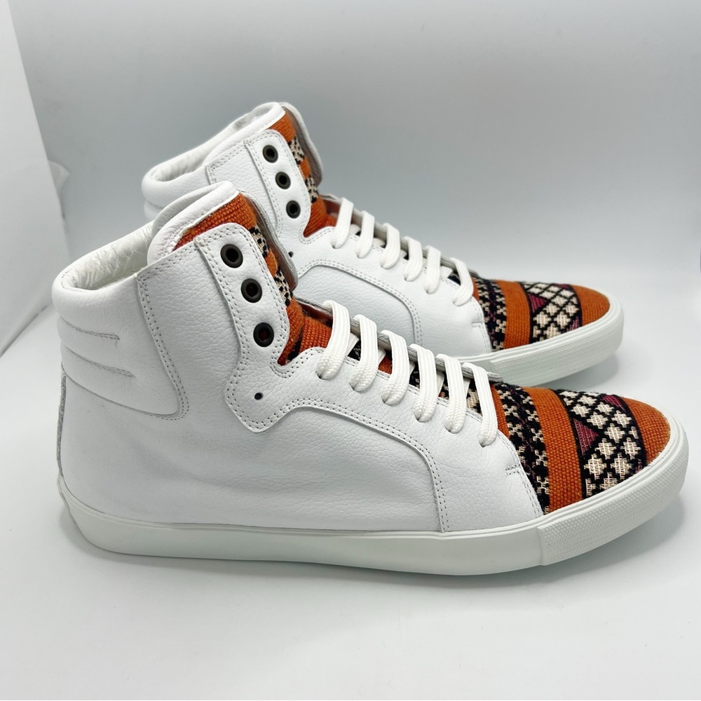 COBRA SOCIETY Mens White Orange Leather Sneakers Size 43 EU 10 US